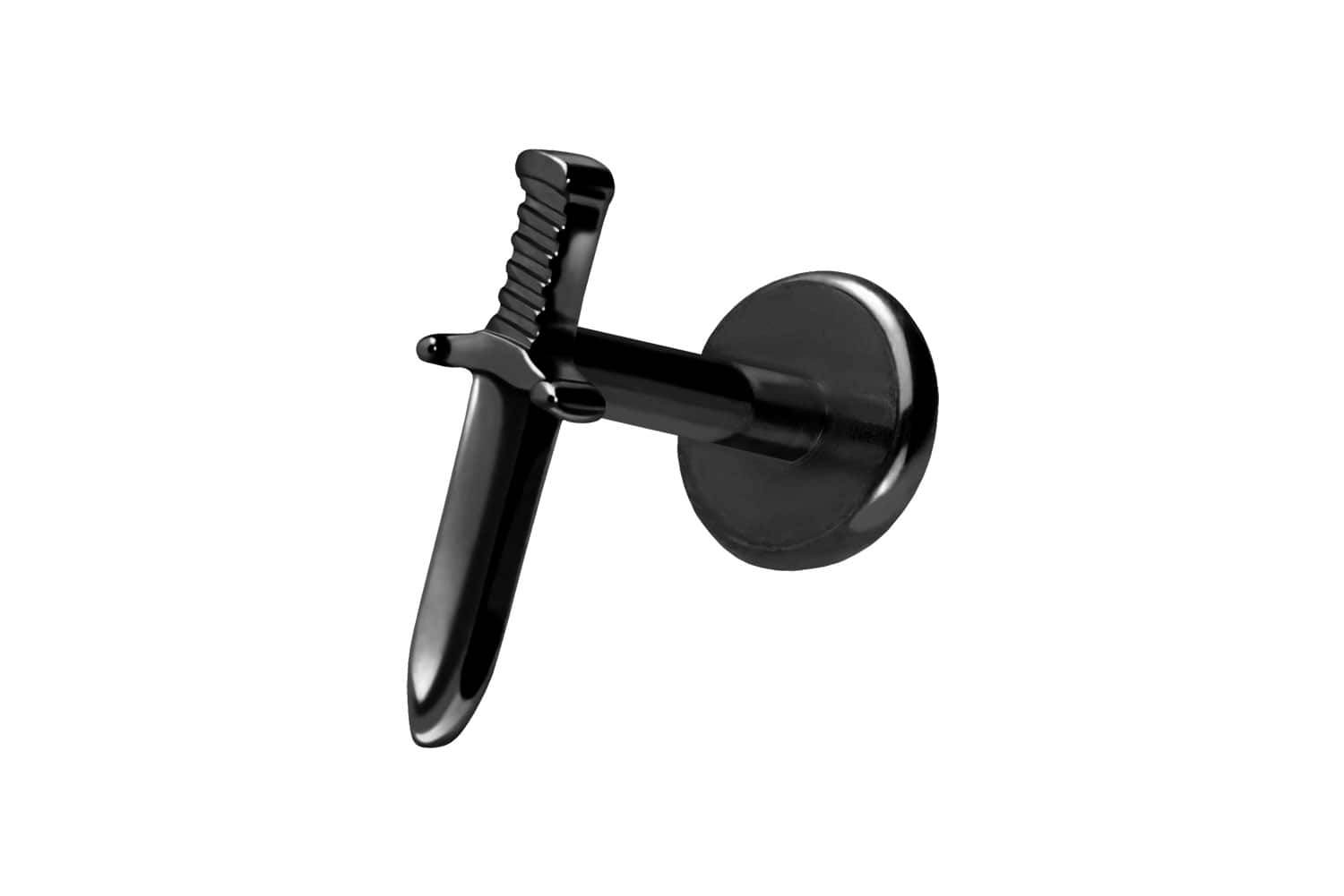 Titan Labret Piercing mit Push Fit SCHWERT